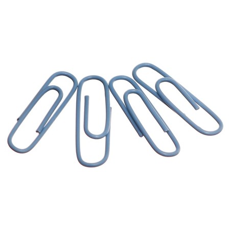 Office paper clips 28 mm, 100 pcs, Erichkrause "Manga", with vinyl coating, in PET box, pale blue-1