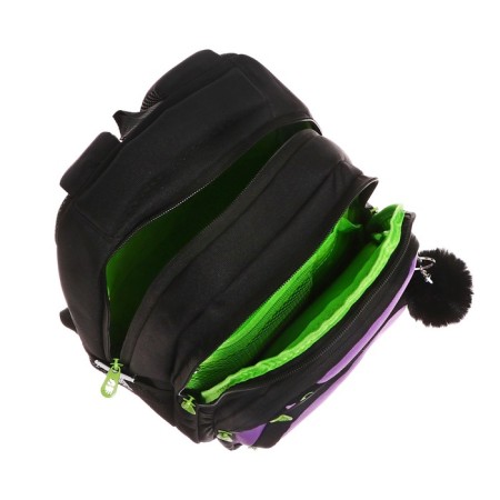 School backpack, 39 x 30 x 19 cm, Grizzly, ergonomic back, + keychain, black/purple-10