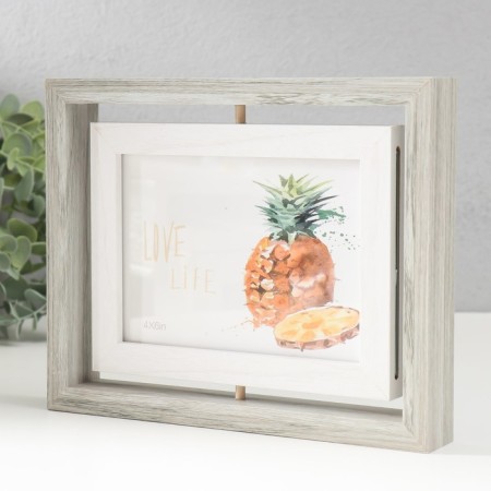 Photo frame MDF in 2 photos 10x15 cm "Two-sided" gray-blue 21.5x3x16.3 cm-2