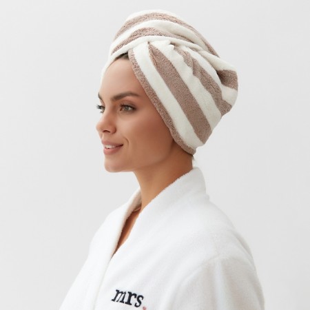 Chalma for drying hair Ethel "stripes", cell, 65*25 cm, 100% p/e-1