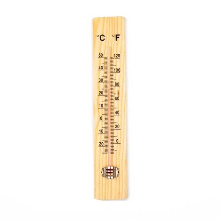 Thermometer is street, wood