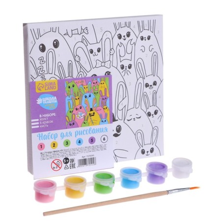 Picture on numbers for children "Bright rabbits", 15 x 15 cm-2