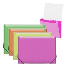 A4 cartridge folder on the 13 departments button, Erichkrause, Matt Neon, transparent plastic, mix
