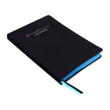 The diary is low, A5, 136 sheets, leatherette, Devente. ULTRA, hard cover, foil embossing, perforation, lies, block 70%, black/blue-2
