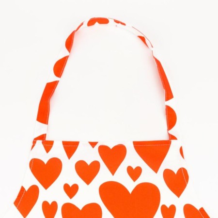 Apron "Ethel" Red Hearts 60x65cm, 100% cotton, sarzha 190 g/m2-4
