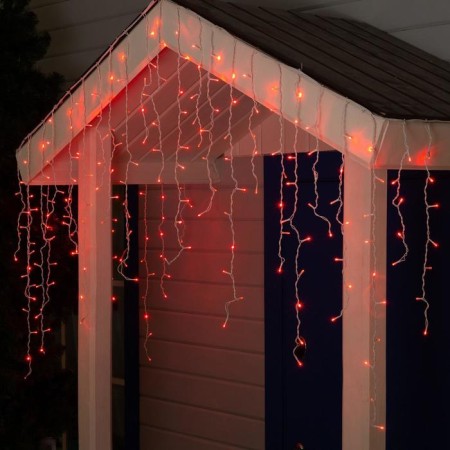Garland "fringe" 3 × 0.9 m, IP44, UMS, white thread, 232 LED, red glow, 220 V