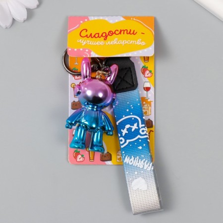 Trick Plastic with carbine, strap "Bunny Cosmonaut" Holography 2.7x3.5x6.4 cm