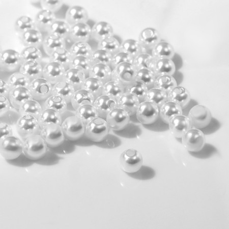 Beads No. 4 “Pearls” (set of 100 pcs.), The hole is through, the color is white-1
