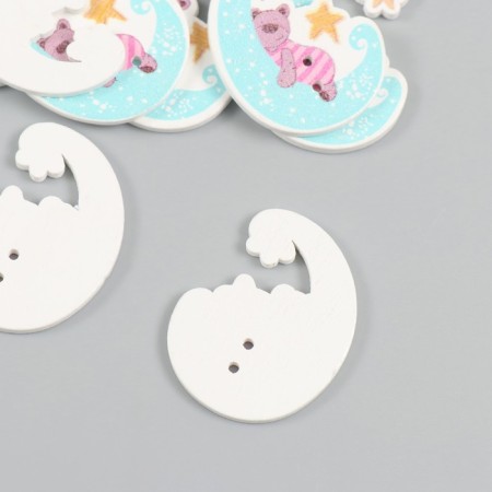 Buttons wood for creativity 2 punctures "Bear for a month" set of 15 pcs 2.8x3.4 cm-1