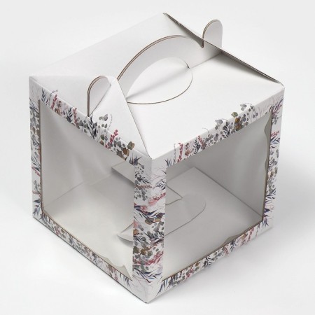 Confectionery box with a window, a chest, packaging, a “delicate wreath” 20 x 20 x 20 cm-4