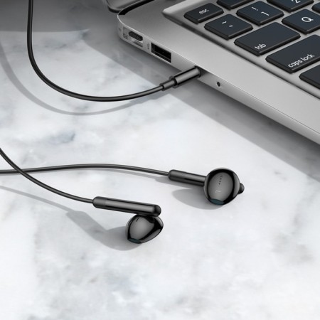 Hoco M93 headphones, wired, inserts, microphone, 1.2 m, black-4