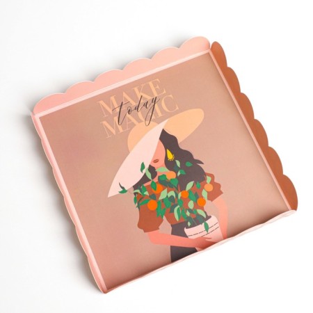 Cookie box, confectionery packaging with PVC lid, Make Today Magic, 18 x 18 x 3 cm-3