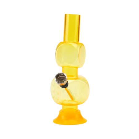 Bong for smoking, h-16 cm, "playing cube", acrylic, yellow