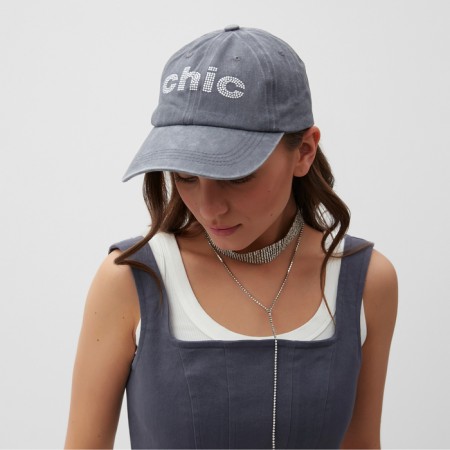 Women's cap with rhinestones Mist Chic, Gray, p. 56-58-1