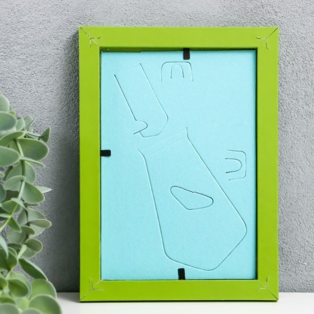 Photo frame MDF 10x15 cm, No. 6, width 18 mm, thickness 12 mm, green (plastic screen)-1