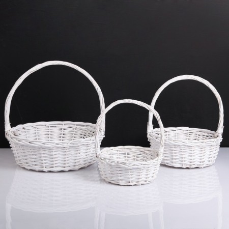 A set of baskets, 3 pcs, 39 × 14/40 cm, 30 × 12/35 cm, 25 × 10/30 cm, white, willow