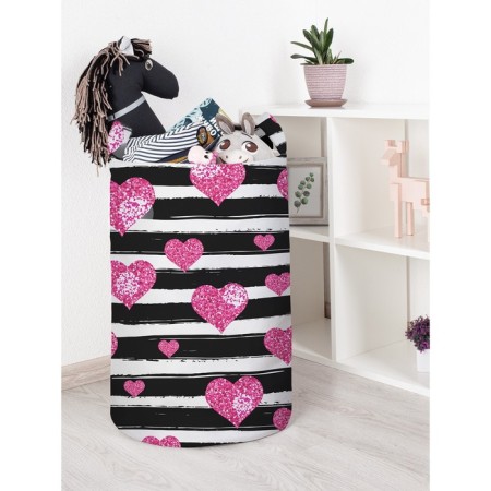 Basket for toys "Hearts and stripes, size 40x60 cm