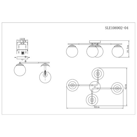 Ceiling EVOLUCE lamp. Sle106902-04. Literno. 4x40 watts, E14, 62.5x42x18.5 cm, black color-6