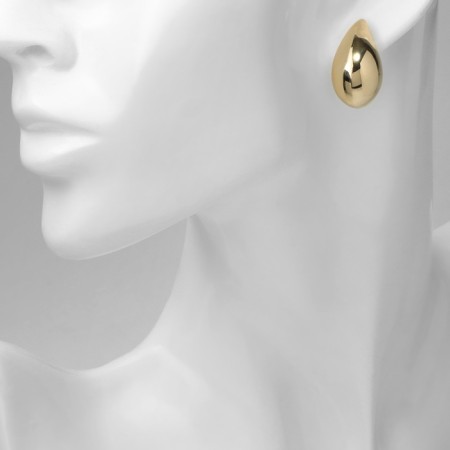 Earrings plastic "drop" curved mini, color gold-4