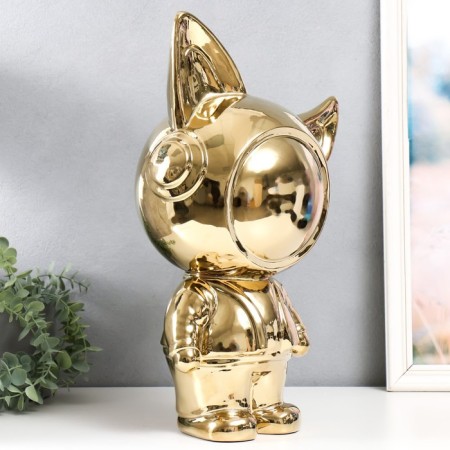 Souvenir Ceramics "Cosmonaut - Fox" Gold 20x30x49 cm-1