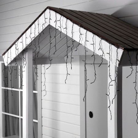 Garland "fringe" 3 × 0.6 m, IP44, UMS, dark thread, 160 LED, glow warm white, white flicker, 220 V-1