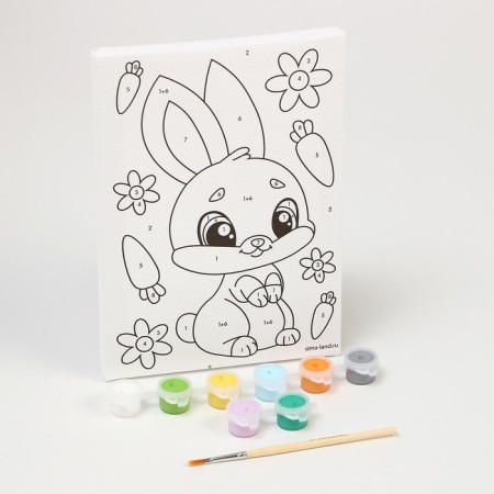 Picture on numbers for children "Bunny with carrots", 21 x 15 cm-3