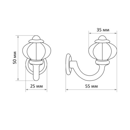 Furniture hook Cappio Camellia, one -rod, bronze-6