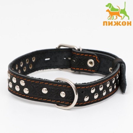 The collar is a single-layer leather, the rimmer, 60 x 3 cm, Osh 45-57 cm, black