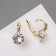 Earrings "Zirconium" mini, circle, white color in gold