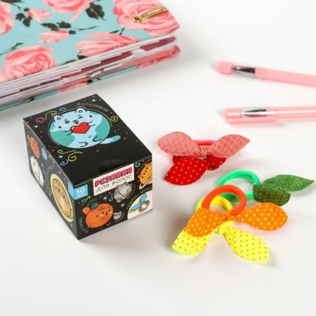Hair gum "ears", cats, 10 pcs.-1