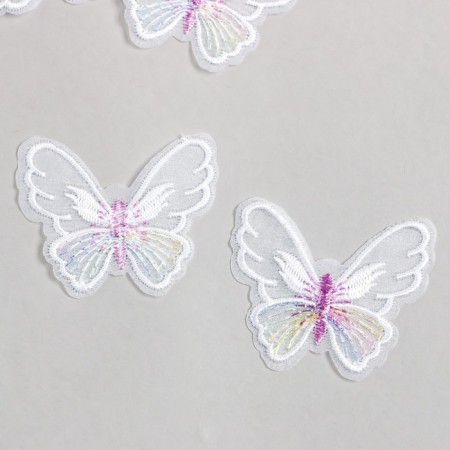 Decor for creativity Textile Embroidery "White butterfly" 4.7x5.5 cm