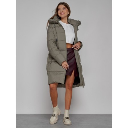 Coat insulated winter female, size 42, khaki color-11