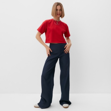 T-shirt shortened female Minaku Oversize Fit: Fuchsia Color, Rr. 44-1