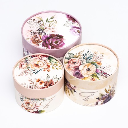 A set of hat boxes 3 in 1 "Beautiful bouquet", hooked, 16 x 10, 14 x 9, 13 x 8.5 cm-3