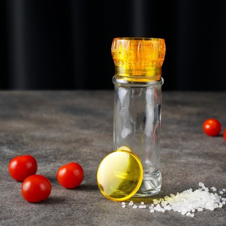 Mill for spices, plastic mechanism, 115 ml (45-80 gr), yellow color-3