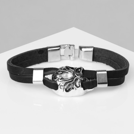Male bracelet "poison", black color with silver, 22 cm