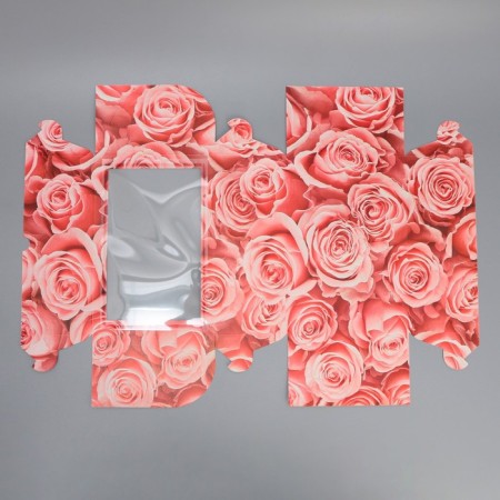 Box for cupcakes, confectionery packaging double -sided, 6 rose cells, 25 x 17 x 10 cm-6