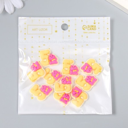 Decor for creativity "Number 5 with an animal" set 10 pcs 1.8x1.8 cm-3