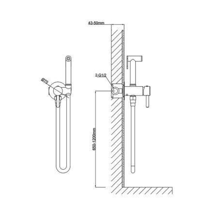 Vincea VHFW-101MB bideter, with hygienic shower, one-rod, brass, black-3