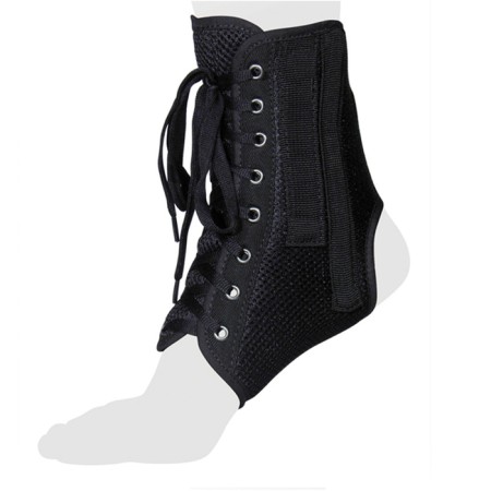 Bandage on the ankle joint with lacing and stiffener ribs ttoman as-st, black color, size s