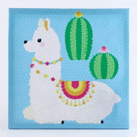 Application with pompom "Lama and cacti" size - 30 × 30 cm, glue 30 ml-1