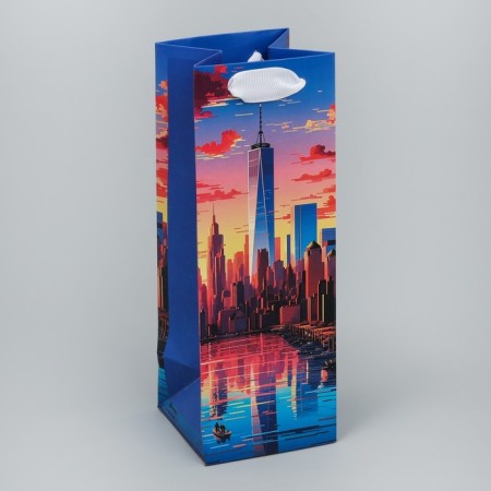 Gift package for a bottle, packaging, “City of Happiness”, 9 x 25 x 8.9 cm-1