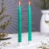 A set of candles of twisted, 2.2x 25 cm, lacquered 2 pieces, green, suspension