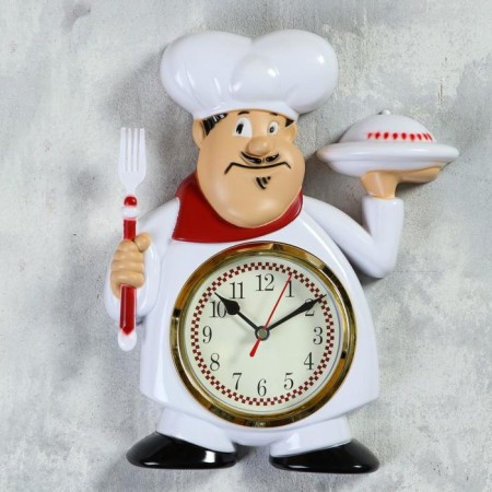 Wall clock, series: kitchen, "eat fed", smooth move, 22 x 28 cm