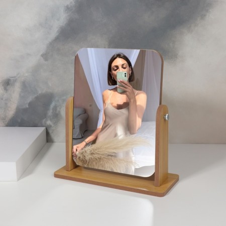 Desktop mirror, mirror surface 17 x 22 cm, beige color-2