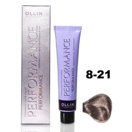 OLLIN PROFESSIONAL PERFORMANCE Hair Cream, tone 8/21 light-brown purple-pepper, 60 ml