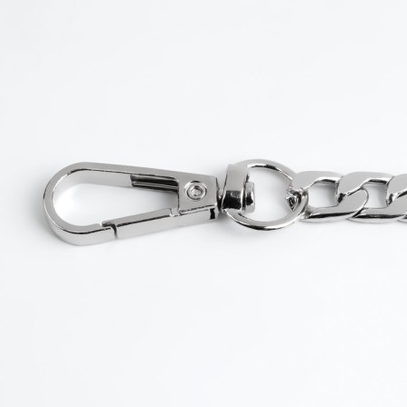 A chain for a bag, with carbines, iron, 12.5 × 7.5 mm, 60 cm, silver color-1