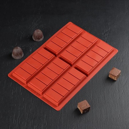Chocolate form "Tiles", silicone, 26 × 17 × 1.5 cm, 6 cells (11.3 × 4.4 cm), brown color-4