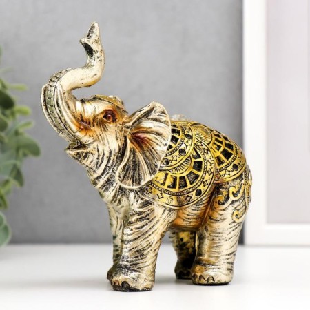 Souvenir Polystone "Elephant with drawings on the Popon" set of 2pcs. 14.5x13x5.7 cm-4