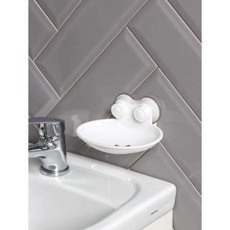 Soap dish on suction cups, plastic, 15 × 11 × 6.5 cm, white color-1